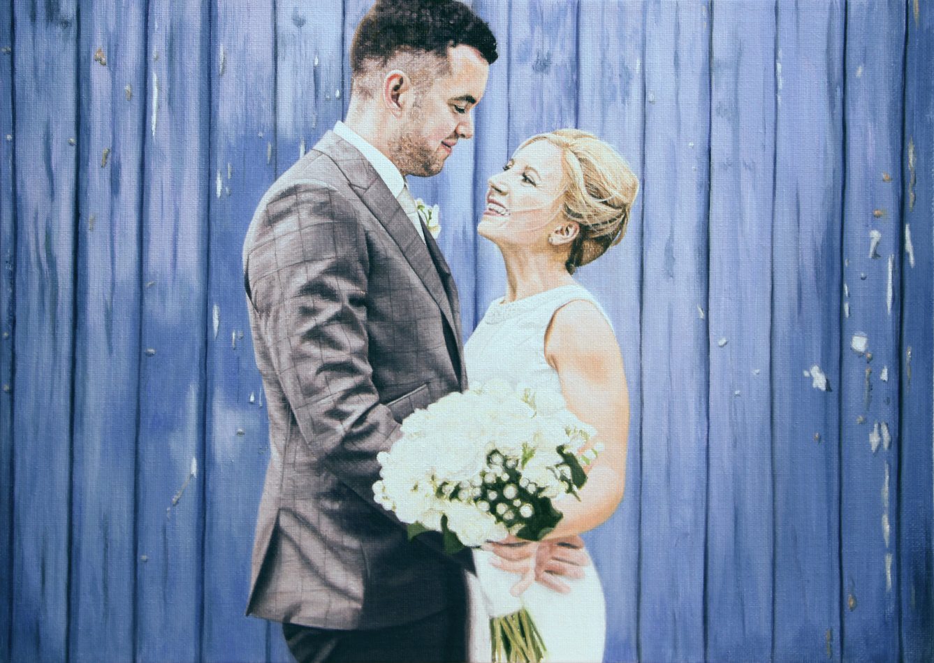 commission an artist to turn your wedding photography into a beautiful oil painting