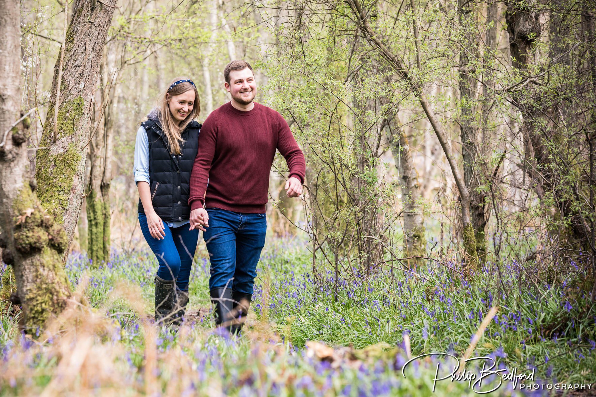 A Couple On A Woodland Engagement Shoot