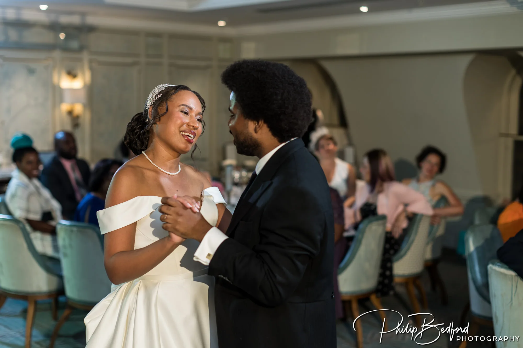 Fortnum & Mason Wedding - the bride and groom share their first dance together