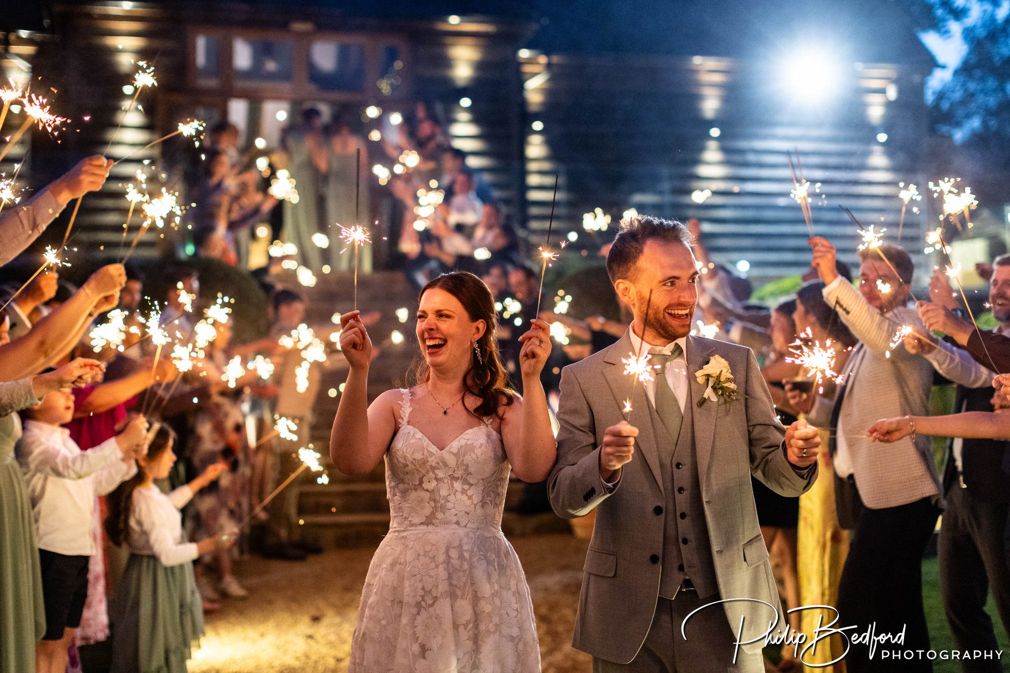 Brookfield Barn Wedding sparklers